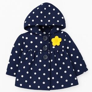 Polka Dot Navy and White Hooded Jacket